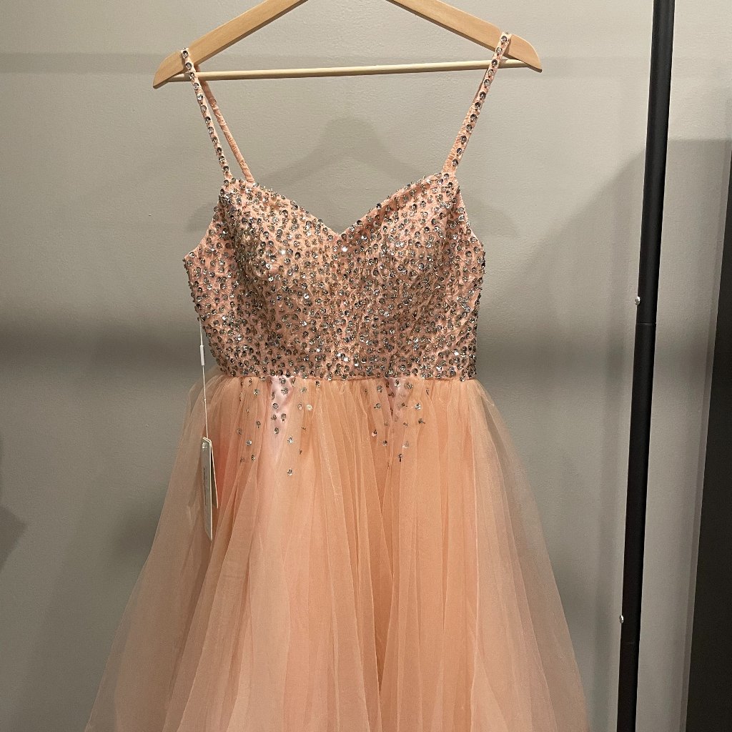 Jjs House Pearl Pink Tulle Mini Prom Dress